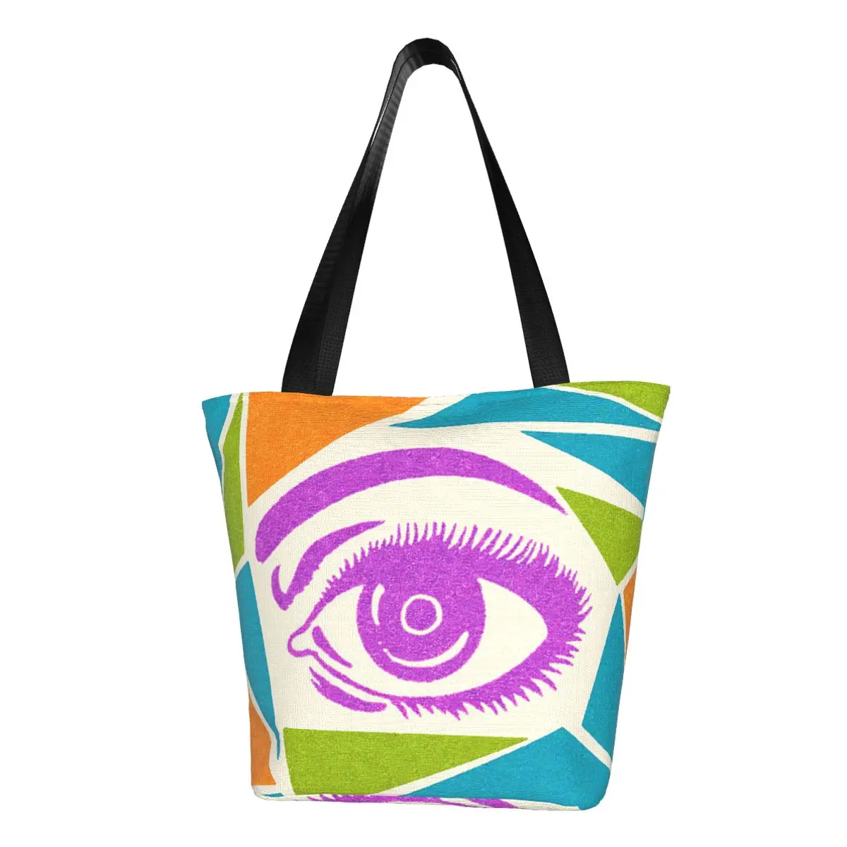 Eye And Abstract Background Polyester outdoor girl handbag, woman shopping bag, shoulder bag, canvas bag, gift bag