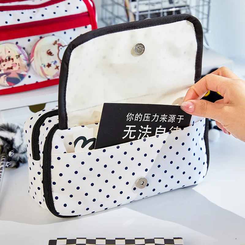 Piórnik w stylu Ita Bag z motywem kropki, duża pojemność, organizer, przenośny, estetyczny, dla uczniów, na artykuły papiernicze i odznaki. — zdjęcie produktu 5