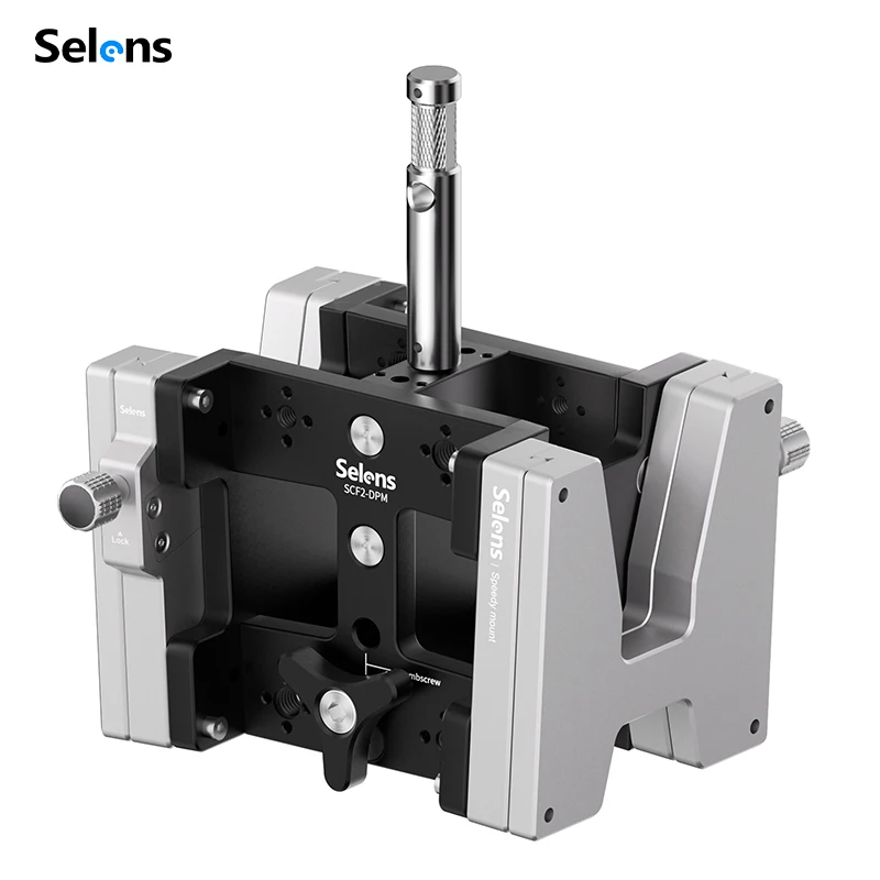 Selens Dual Monitor Mount VESA 3/8 to 16mm Baby Pin V-Shaped Quick Release Double Screen Holder for Workstation Cart Light Stand