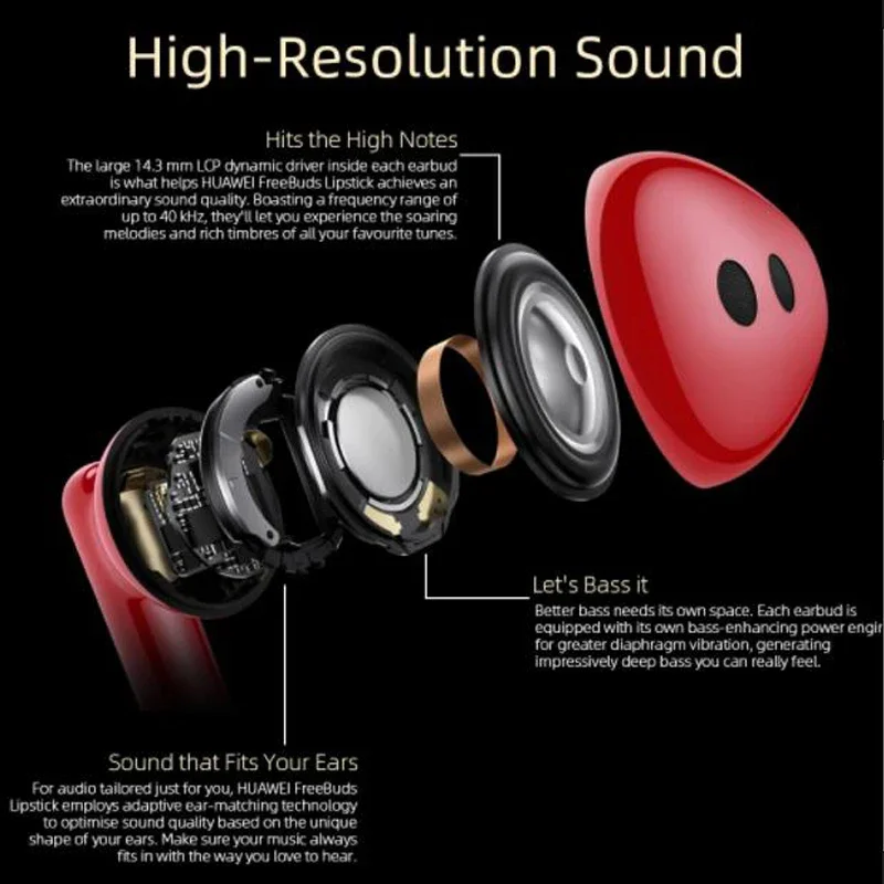 Original Huawei FreeBuds Lipstick Wireless Bluetooth Headphone Touch Control Earphone Noise Canceling Headset With Microphone