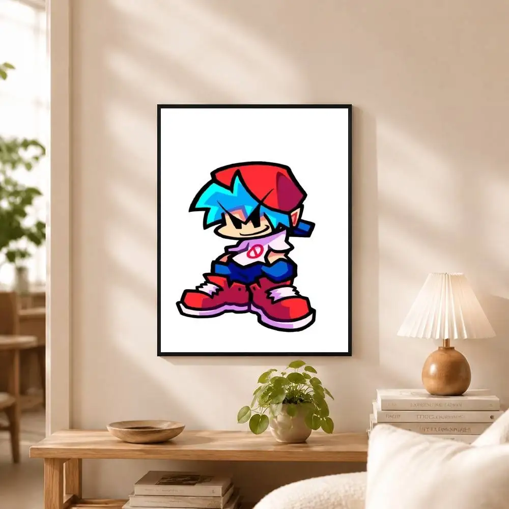 FNF BF Game Friday Night Funkin Poster High Quality Dorm Living Room Aesthetic Wall Decoration Painting Stickers Gift