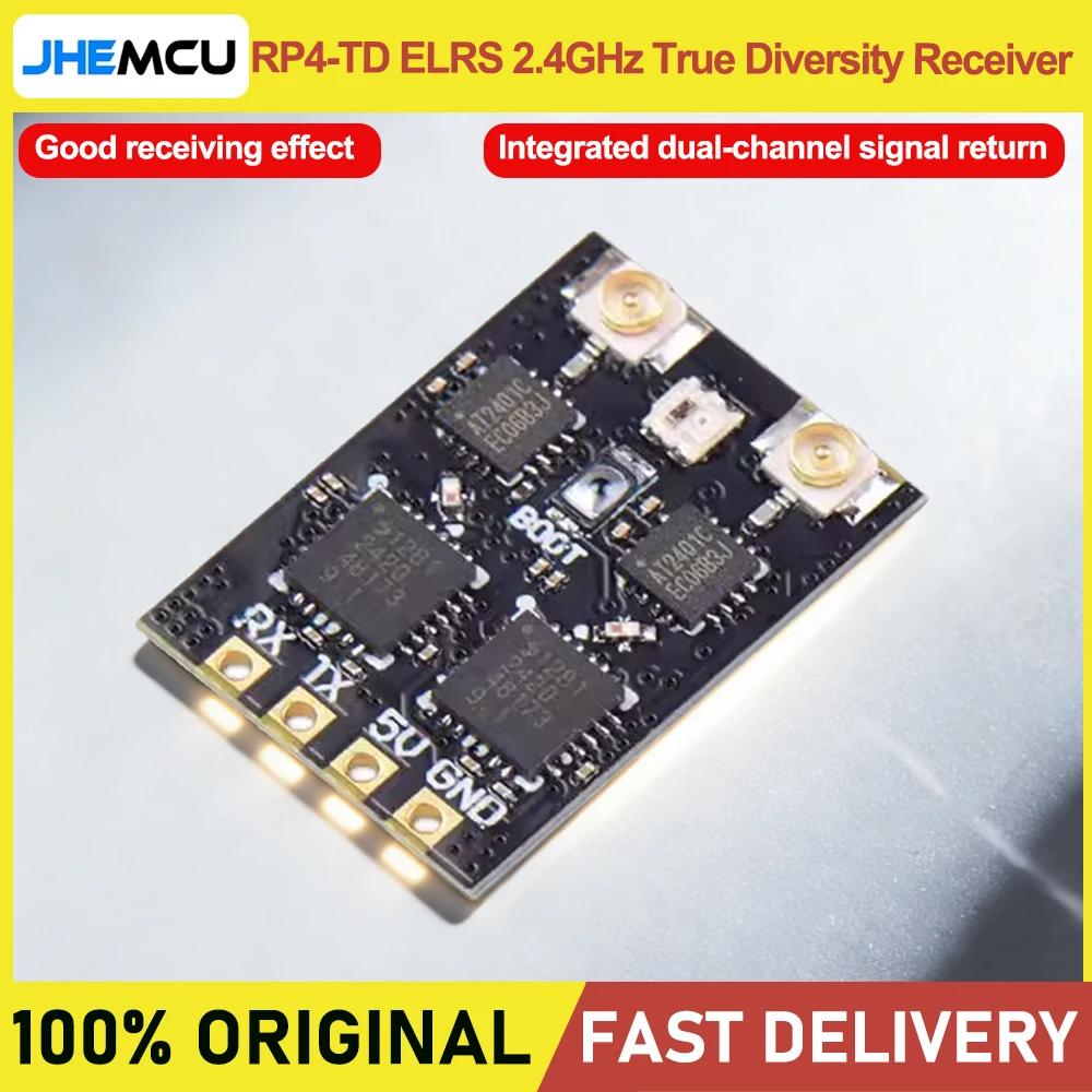 JHEMCU RP4-TD ELRS 2.4G Diversity Receiver Built-in TCXO High Precision For FPV Fixed Wing Multirotor Flight Controller Parts
