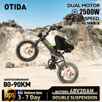 OTIDA NEW R7 Dual Drive 2500W50KM/H Foldable Electric Bicycle 48V20AH Lithium Battery 20 Inch 4.0 Fatbike Electric Bike