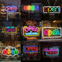 Open Neon Sign LED Business Adjustable Brightness Super Bright Open Sign Powered by USB for Party Club Hotel Window Wall Store