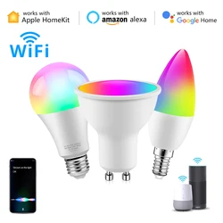 Smart Bulb E27 E14 GU10 Bubble dimmerabile LED Light Siri lampadina per controllo vocale RGBCW AC85-265V Smart Home lampadina per Alexa Google Home