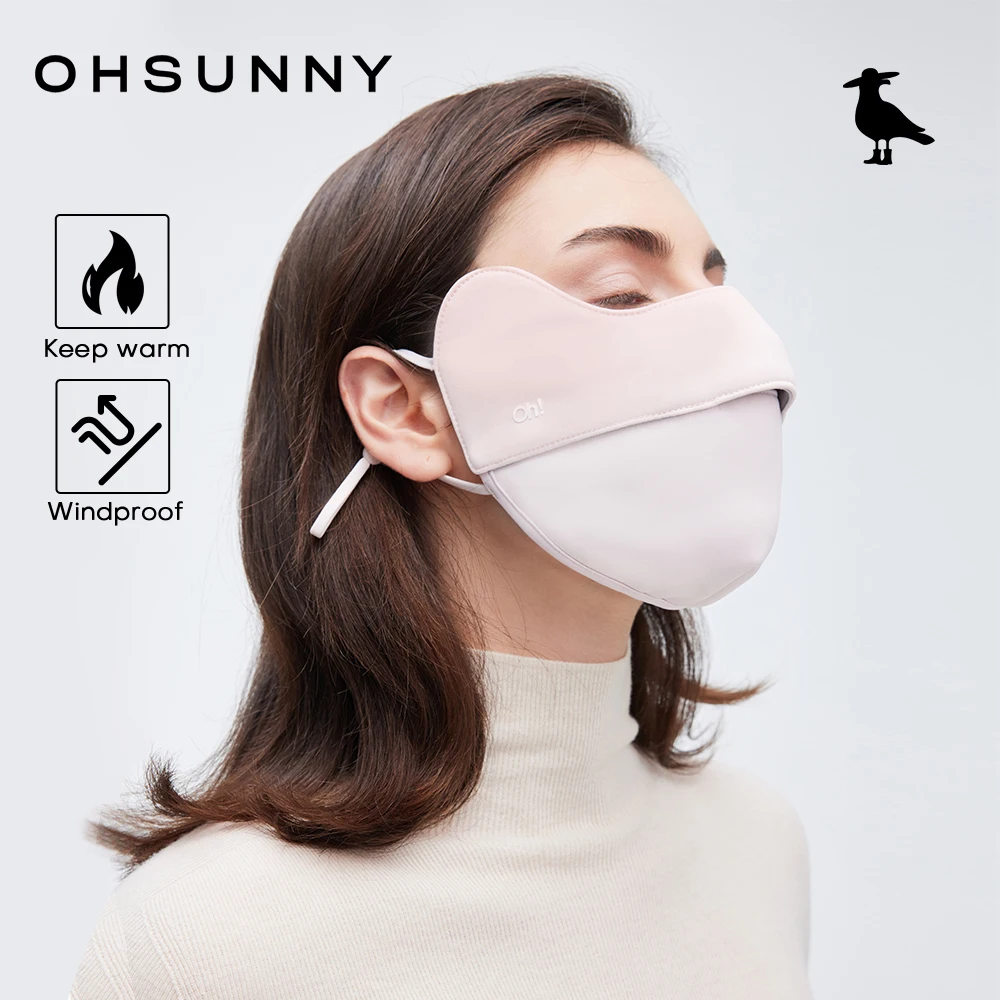 أقنعة وجه نسائية شتوية متدرجة من OHSUNNY قناع دافئ وقابل للتنفس بعامل حماية من الأشعة فوق البنفسجية 50+ غطاء وجه واقي بلون الخد