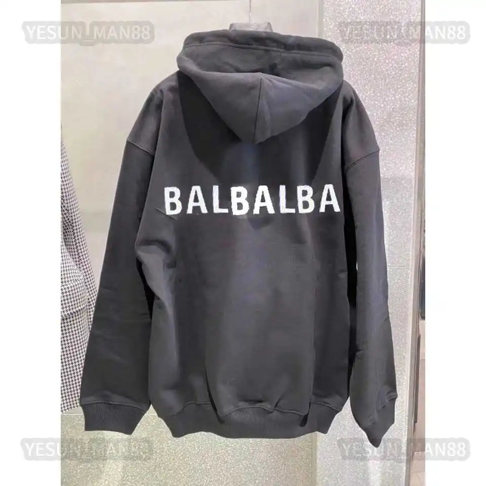 Designer Luxury Balanciagas Classic European Fashion Pure Cotton Back Letter Printing Pullover Hoodie Mens and Womens Balencigas