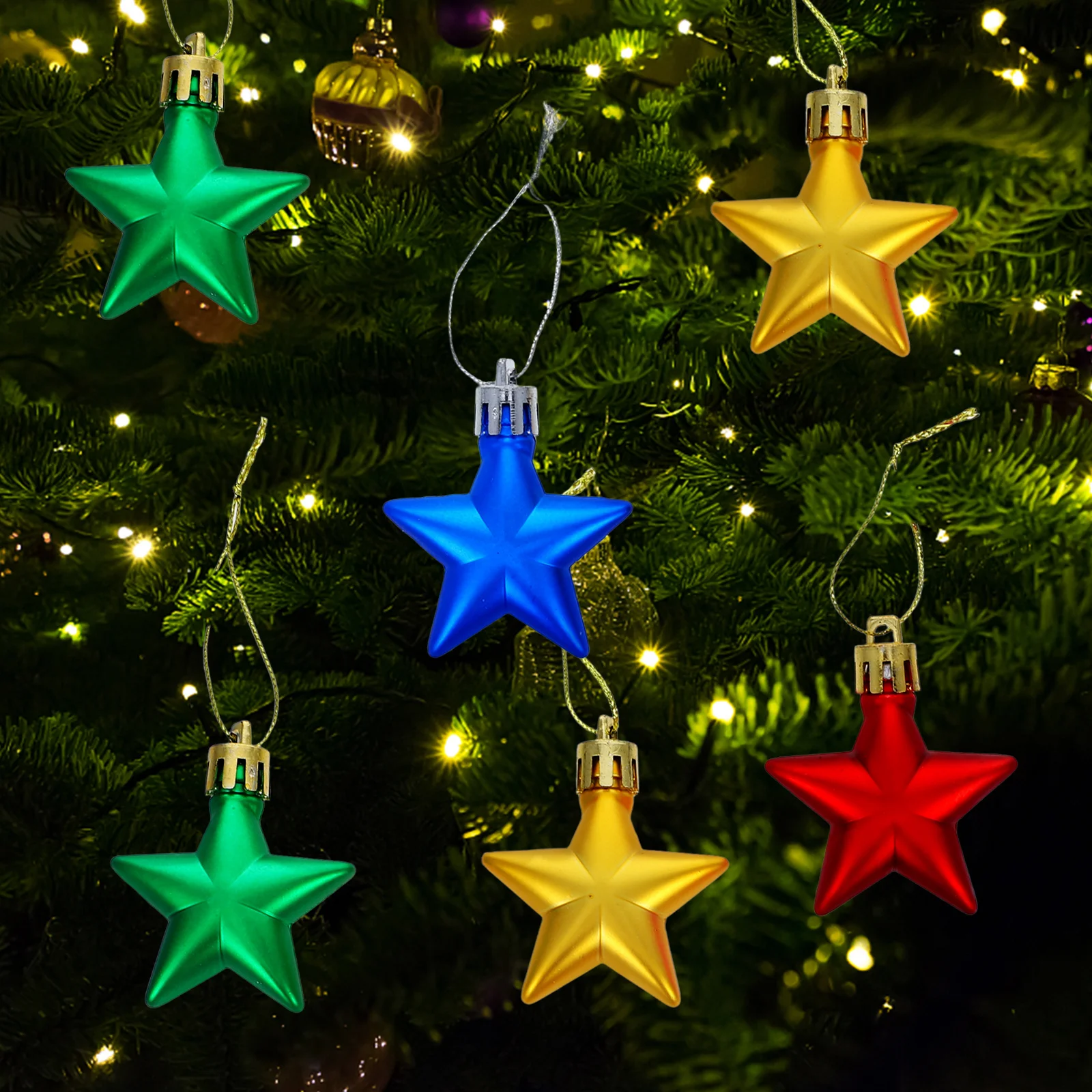 

12pcs Five Hanging Ornament Christmas Tree Decor Xmas Party Supplies Festival Decoration Pendants For Home Mall Hotel
