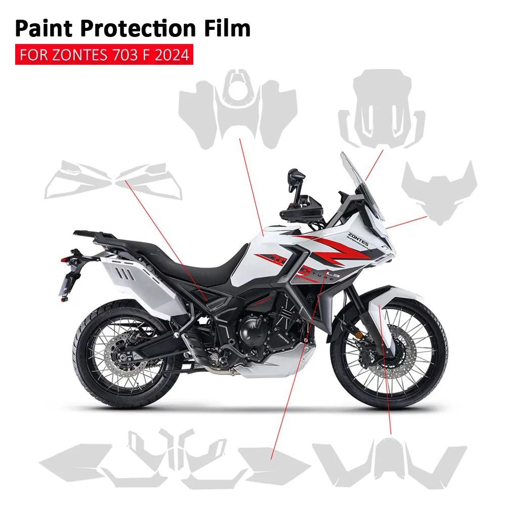 

For ZONTES 703F TPU Invisible Protective Film PPF Motorcycle Paint Protection Film 2024 Fairing Protection Anti-scratch Film