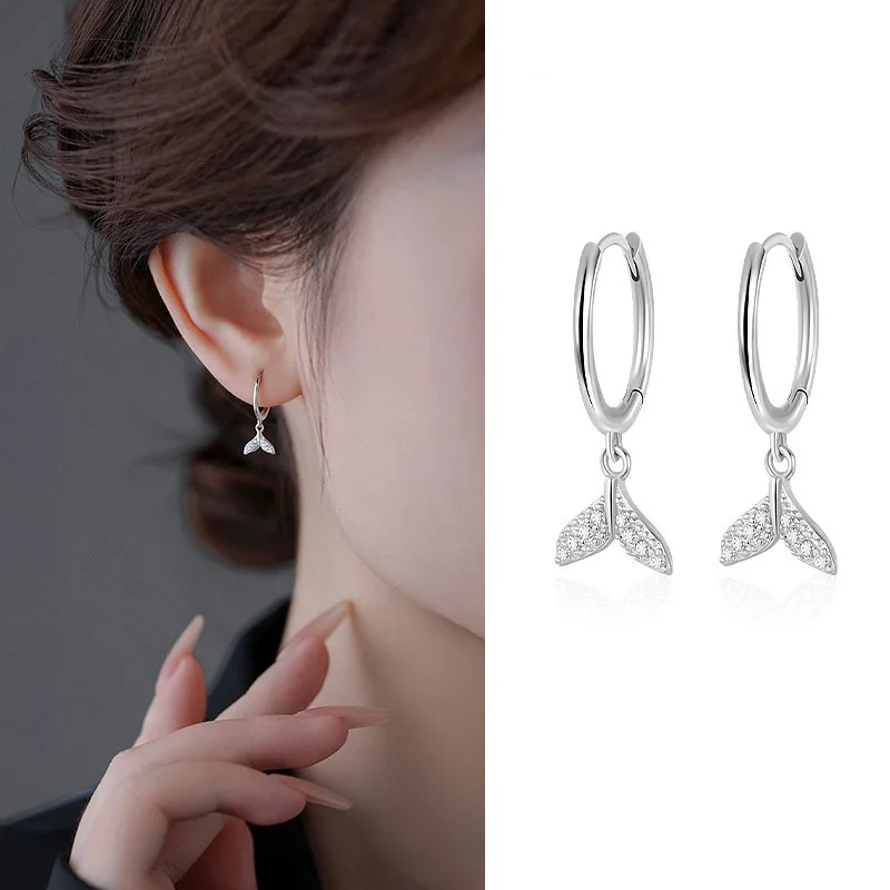 Fashion Tassel Long Chain Zircon Mermaid Tail Drop Earring For Women Girls Hanging Party Jewelry Gifts e578