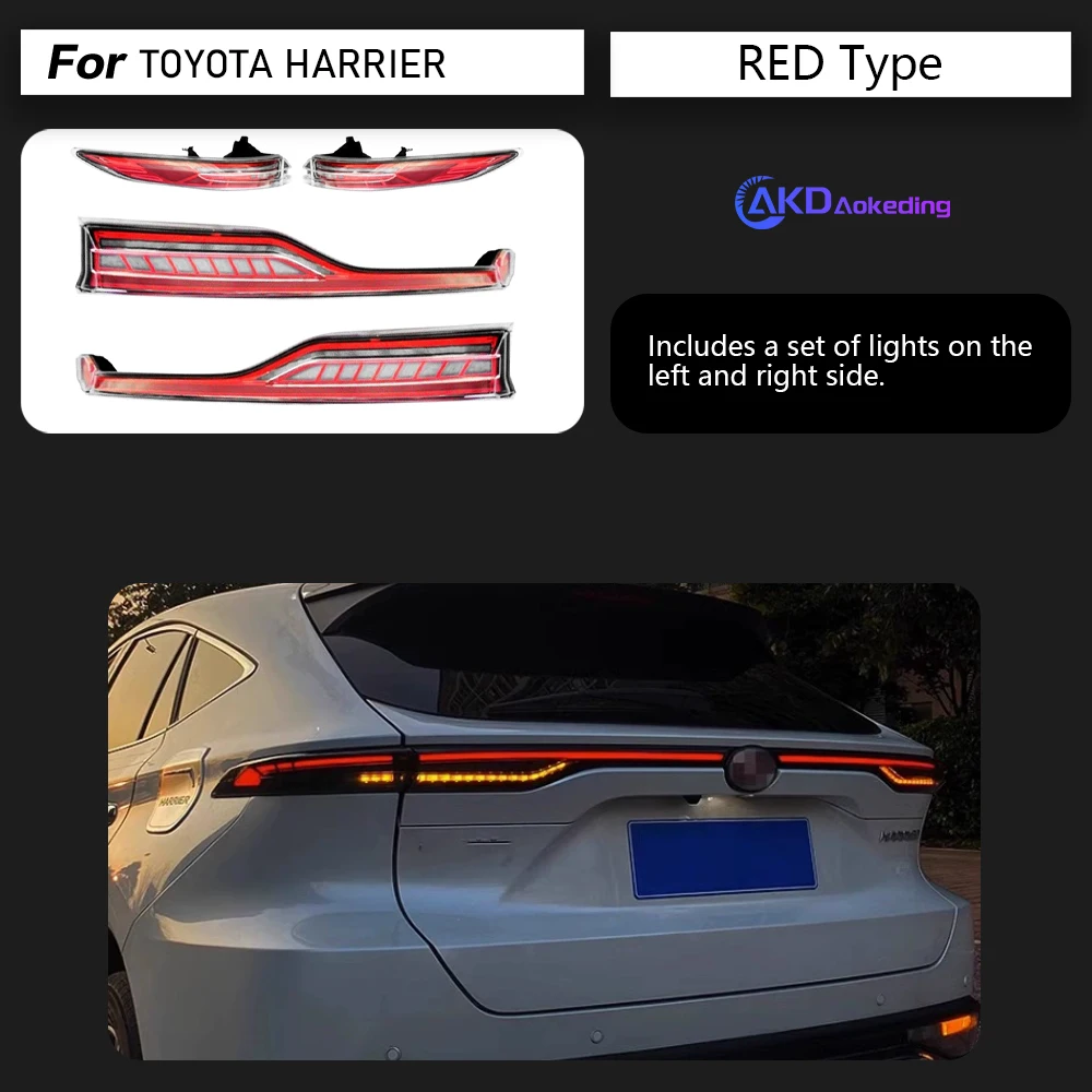 AKD Tail Lamp for Toyota Harrier LED Tail Light 2021-2022 Harrier Rear Fog Brake Turn Signal Automotive Accessories