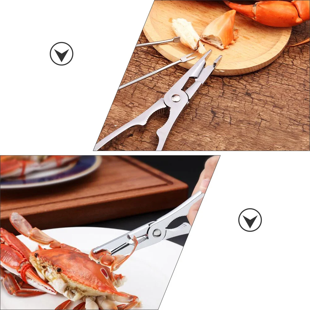 

1Set Crab Tool Kit Stainless Steel Seafood Forks Crackers Easy Use for Crab Lobster Oysters Nut Crackers Kitchen Accessories