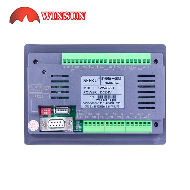 Seeku WS4322 4312 4320 Przekaźnik tranzystorowy wyjście HMI PLC Uniwersalny kontroler z ekranem dotykowym 4,3 cala Panel zintegrowany