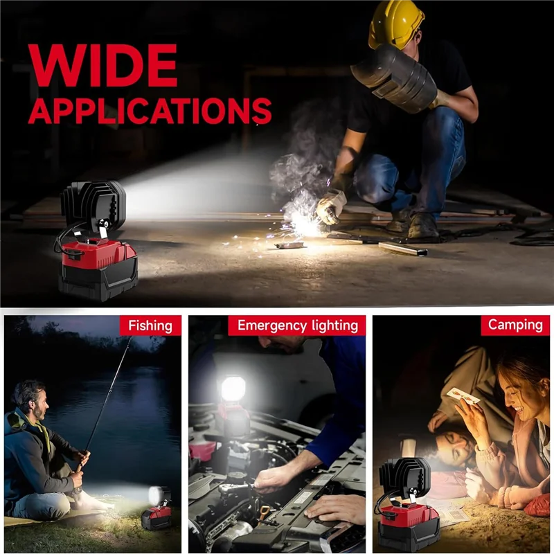 Y17A Work Light LED Work Light For  M18 18V Battery, 40W 6000LM Flashlight, LED Flood Light, 18V Battery Cordless Work