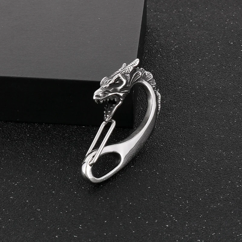 Fongten Männer Skelett Schlüssel verschluss Edelstahl Drachen Löwe DIY Schlüssel bund Verschluss Gothic Karabiner Brieftasche Schlüssel anhänger Haken für Männer – Detail 9