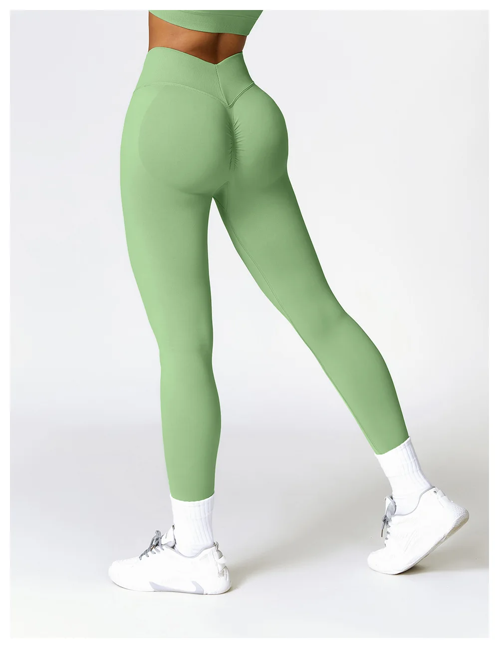 Damen-Sport-Leggings mit V-Rücken, sportlich, Fitness, Fitnessstudio, Yoga, Strumpfhosen, Scrunch-Kontrolle, Lauftraining, Workout, Leggins – Detail 18