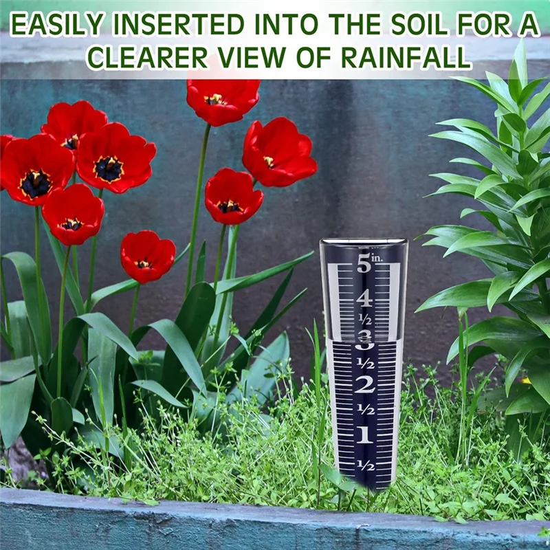 

A04G-4 Pcs 5 Inch Capacity Rain Gauge Magnifying Scale And Numbers For Garden Yard Field Lawn