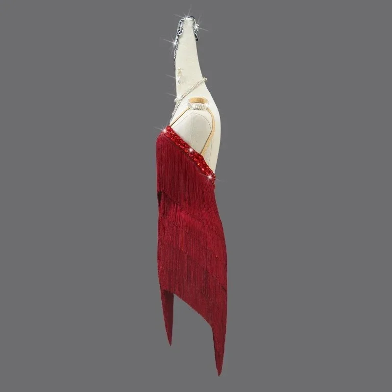 Vestido Sexy de baile latino con flecos para mujer adulta, traje de competición deportiva para escenario, falda de fiesta para niña, traje de línea, ropa de graduación de Cabaret Cha