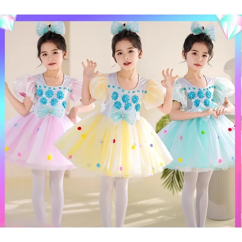 女の子バレエドレス子供のためのガールダンス子供スパンコールバレエ衣装女の子チュチュダンスガールステージダンスウェアパフォーマンス