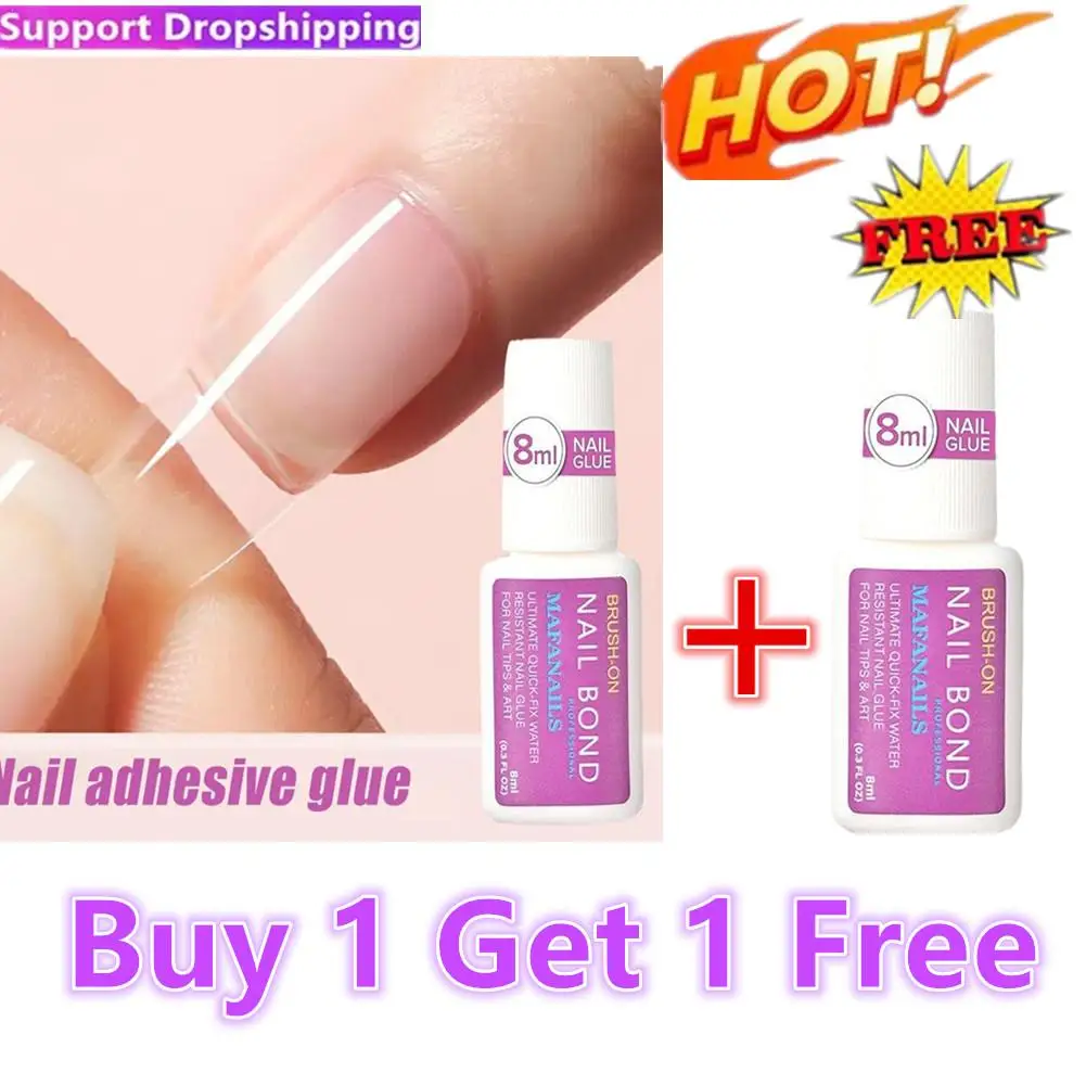 

2pcs Fast Drying False Nails Tips Adhesive Glue 0.3Fl.oz Rhinestone&Fake Nail Glue Super-Strong Press On Nails Bond Glue