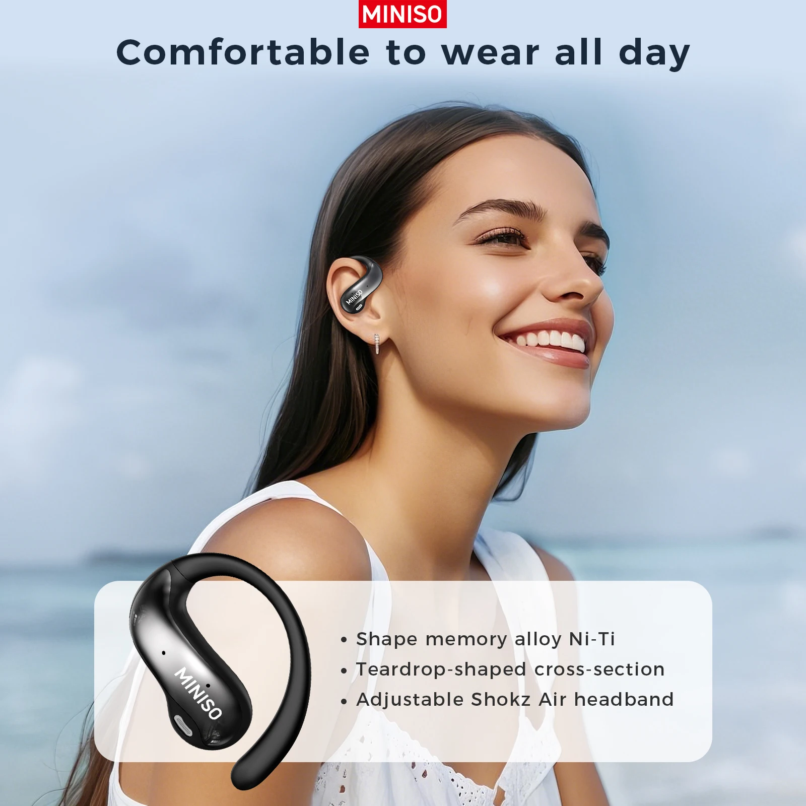 [AI Translation Earbuds]MINISO MS188 Bluetooth Earphones HD Touchscreen OWS Wireless Headphones with Mic
