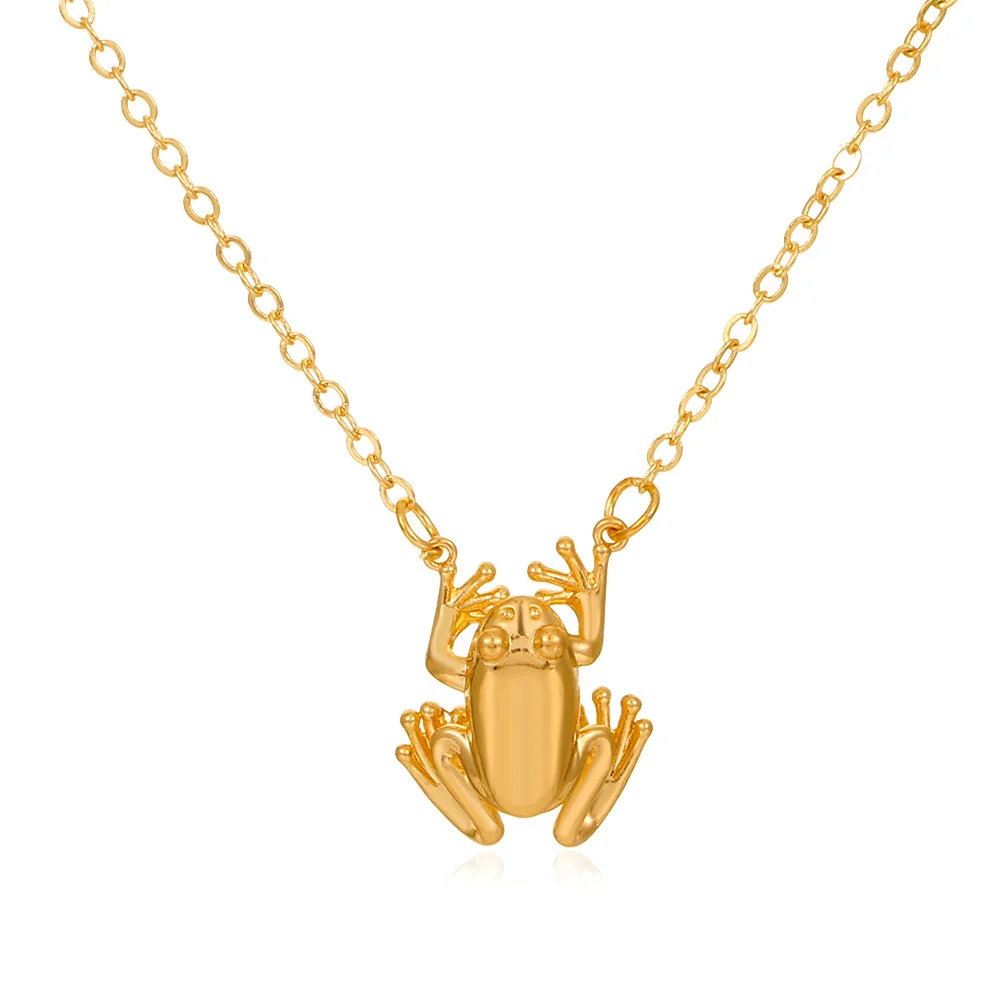 Adjustable Frog Pendant Necklace for Women Bling Metal Geometric Vintage Choker Cute Animals New Design Jewelry Accessories
