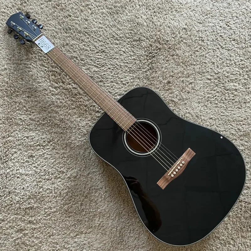 H668 CD-60 Guitarra acústica Dreadnought de 41" - Stock B de fábrica con defectos menores Color negro