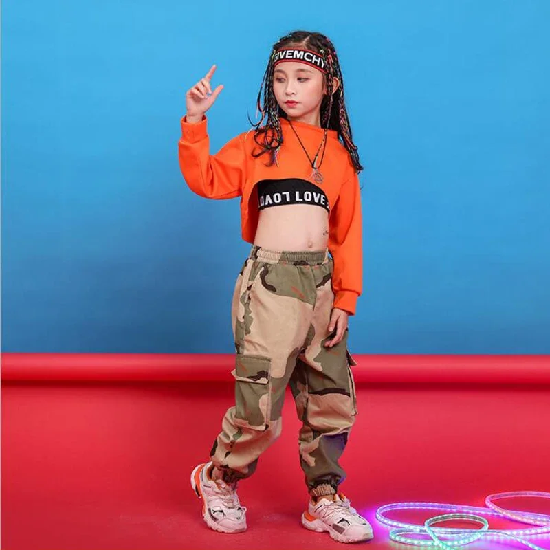 Bambini Hip Hop abbigliamento felpa Top Crop Running pantaloni Casual per ragazza Kid Jazz Dance Costume Wear Ballroom Dancing Clothes