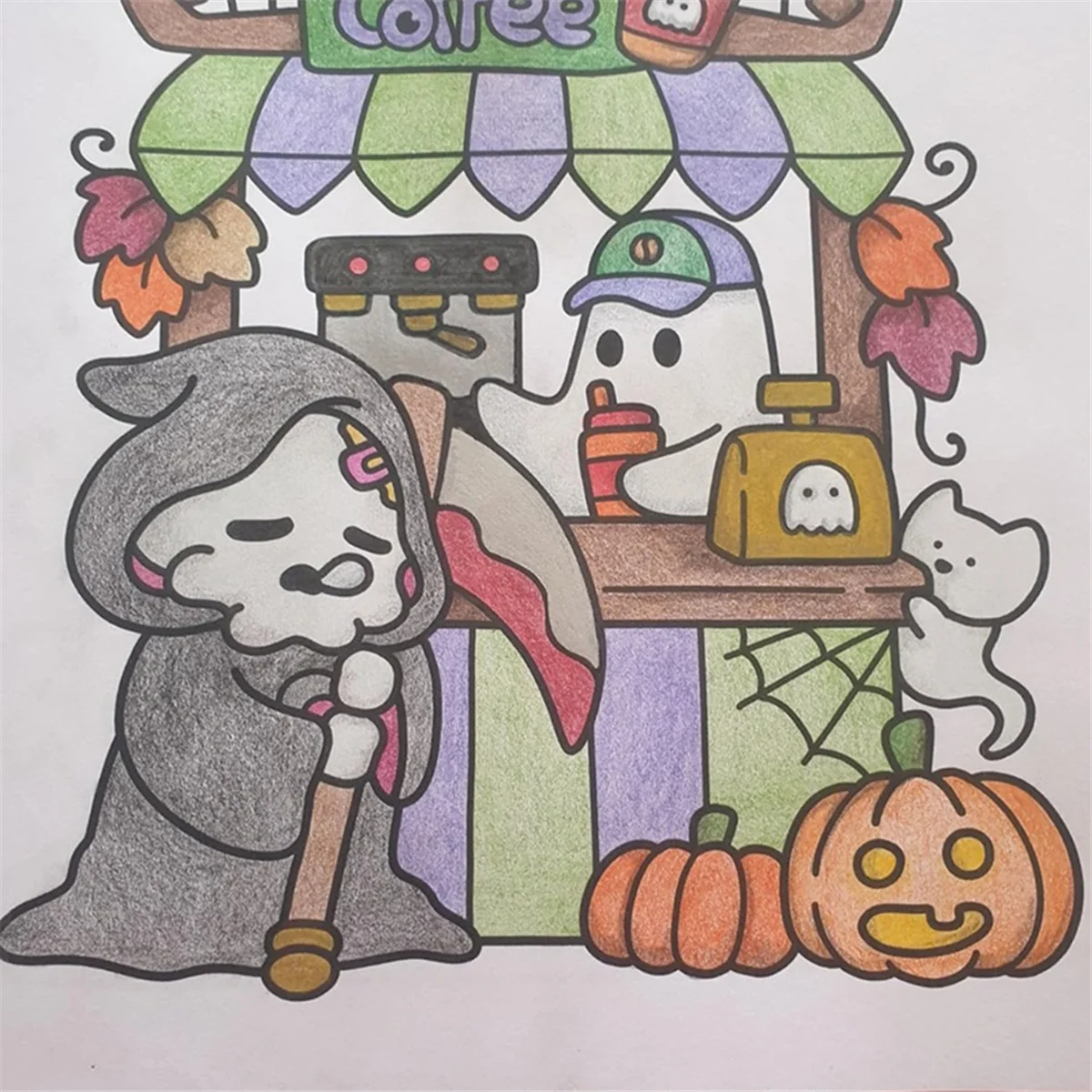 Libro para colorear Spooky Cutie para adultos y adolescentes con adorables creaturas espeluznantes, momentos acogedores para la relajación