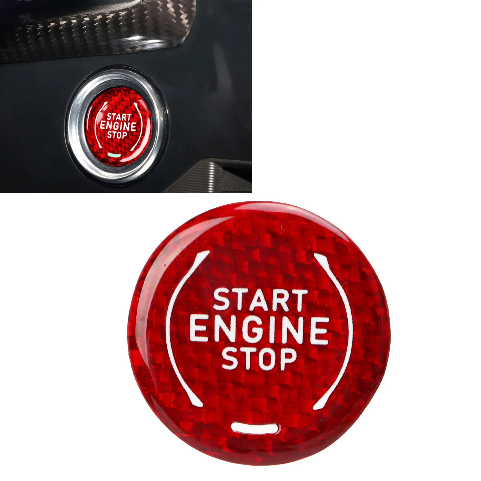 Car Engine Start Stop Button Cover Trim Carbon Fiber Replacement For Corvette C8 2020 To Present Red