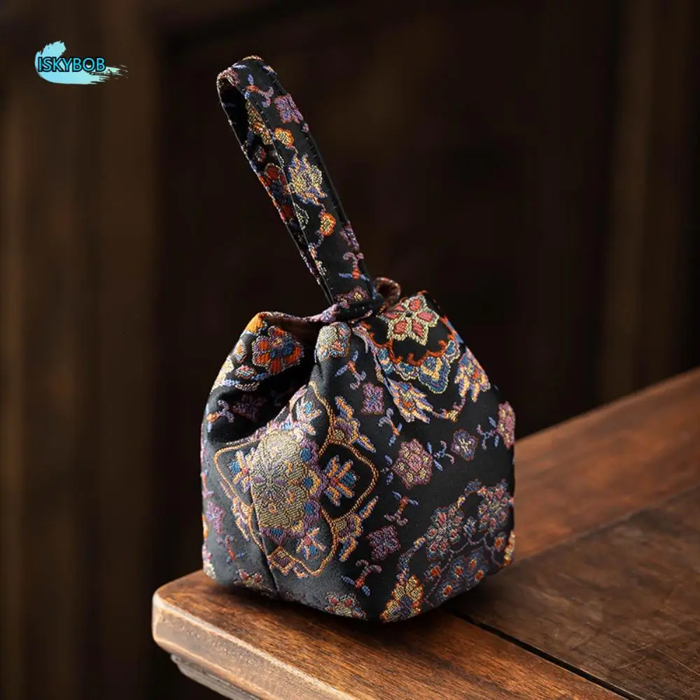 

Chinese Style Teacup Drawstring Cloth Pouch Breakage-proof Portable Teaware Storage Bag Multifunctional Print