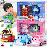 Poli Car Transform Vehicle Robot Toy Poli Amber Roy Action Figure Transform Bus Cartoon Kid Toy Birthday Children Gifts