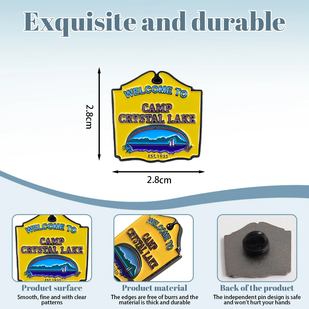 مرحبا بكم في كامب كريستال ليك بروش أفلام الرعب الجمعة الطرفية المينا دبوس الخبز الطلاء شخصية شارة سبيكة الملحقات