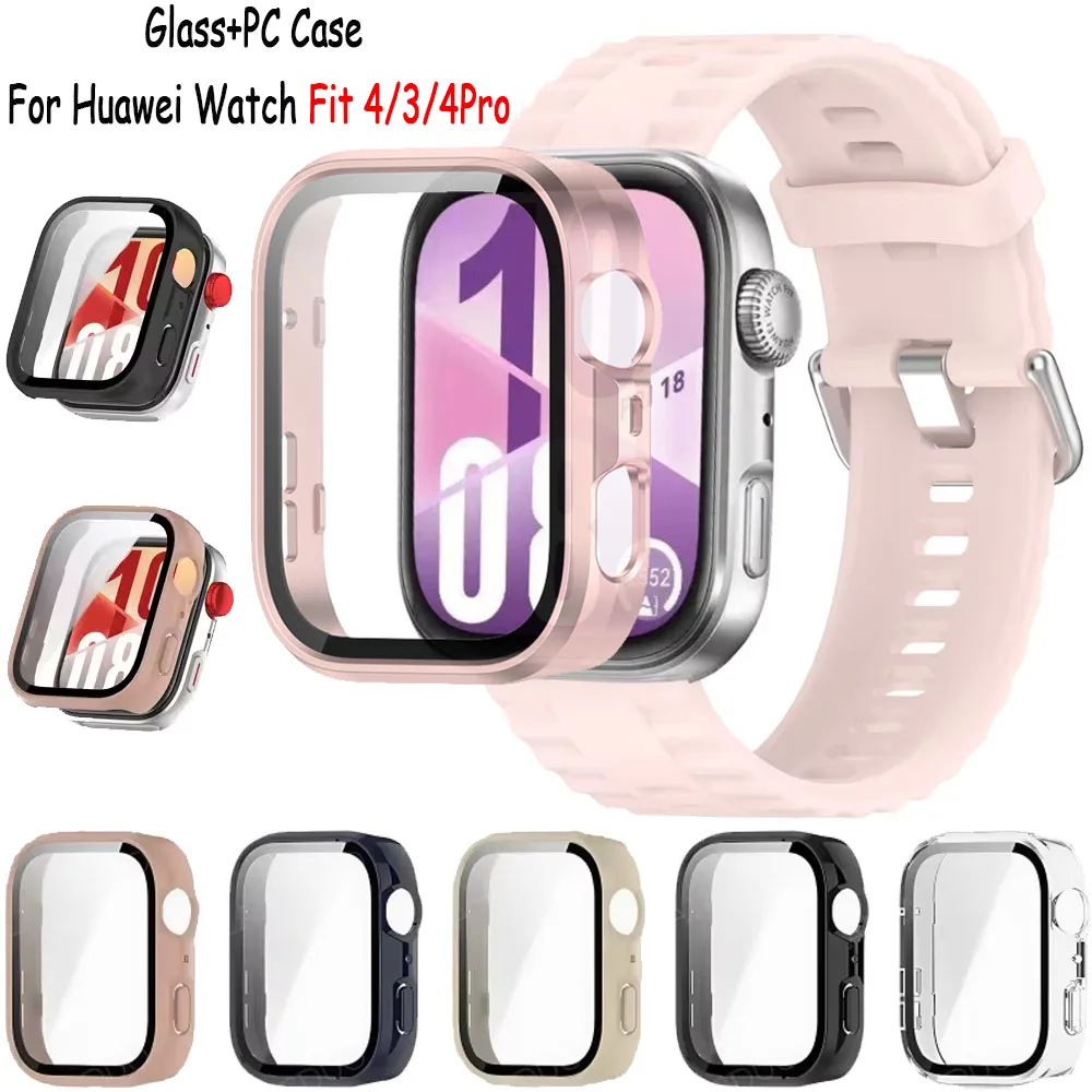 HD Tempered Glass+PC Case For Huawei Watch Fit 4/3 Screen All-around Protection Shell For Huawei Watch Fit 3/4 Pro Bumper Cover