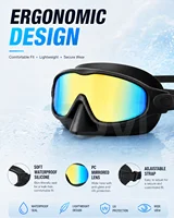 JSJM Upgraded Adult Swimming Goggles HD Anti-Fog Waterproof Swim Glasses Wide View UV Protection Adjustable Strap for Men Women 5