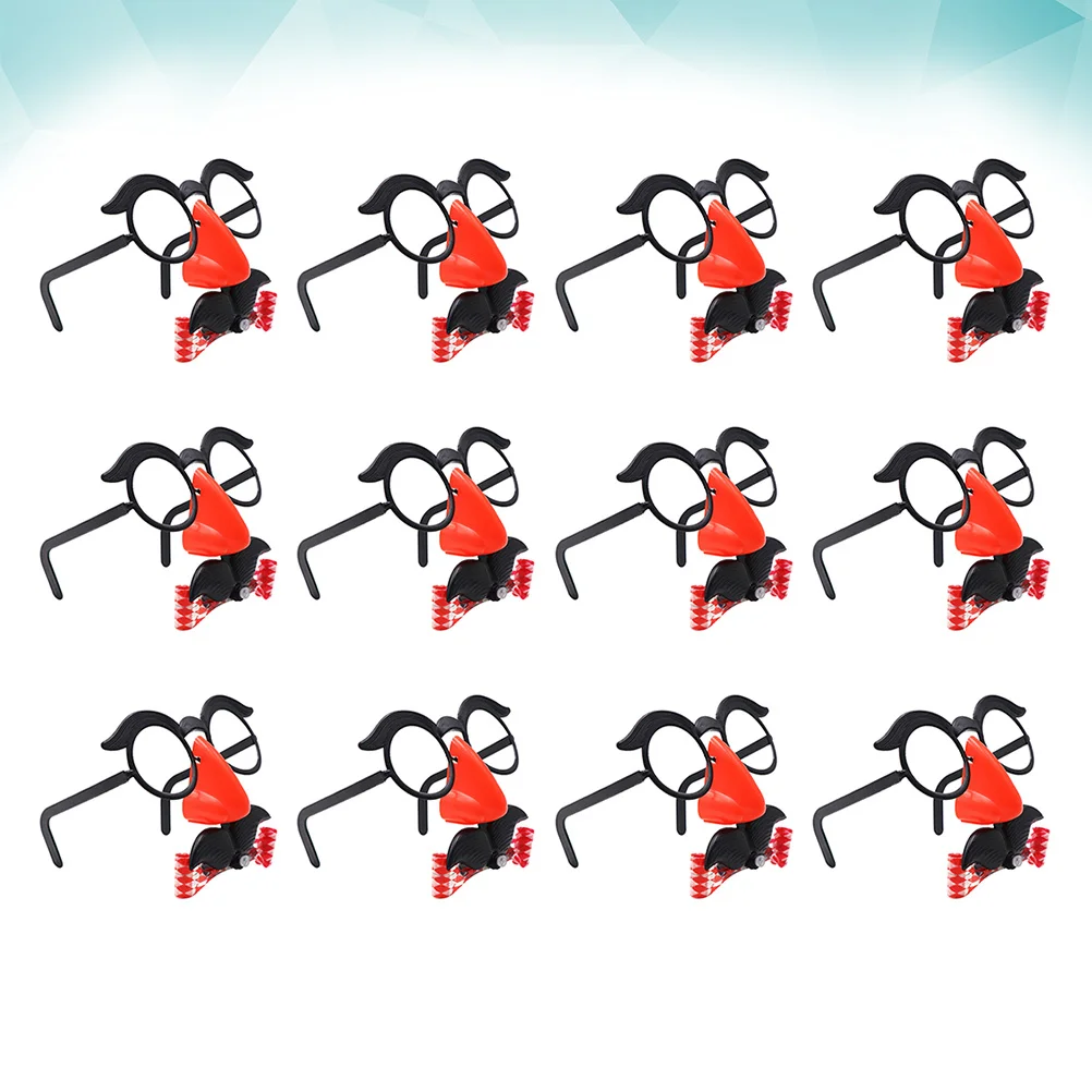 12Pcs Mustache Glasses Disguise Nose Eyebrow Frame Whistle Lightweight Accessory for Kids Festival Party Trick