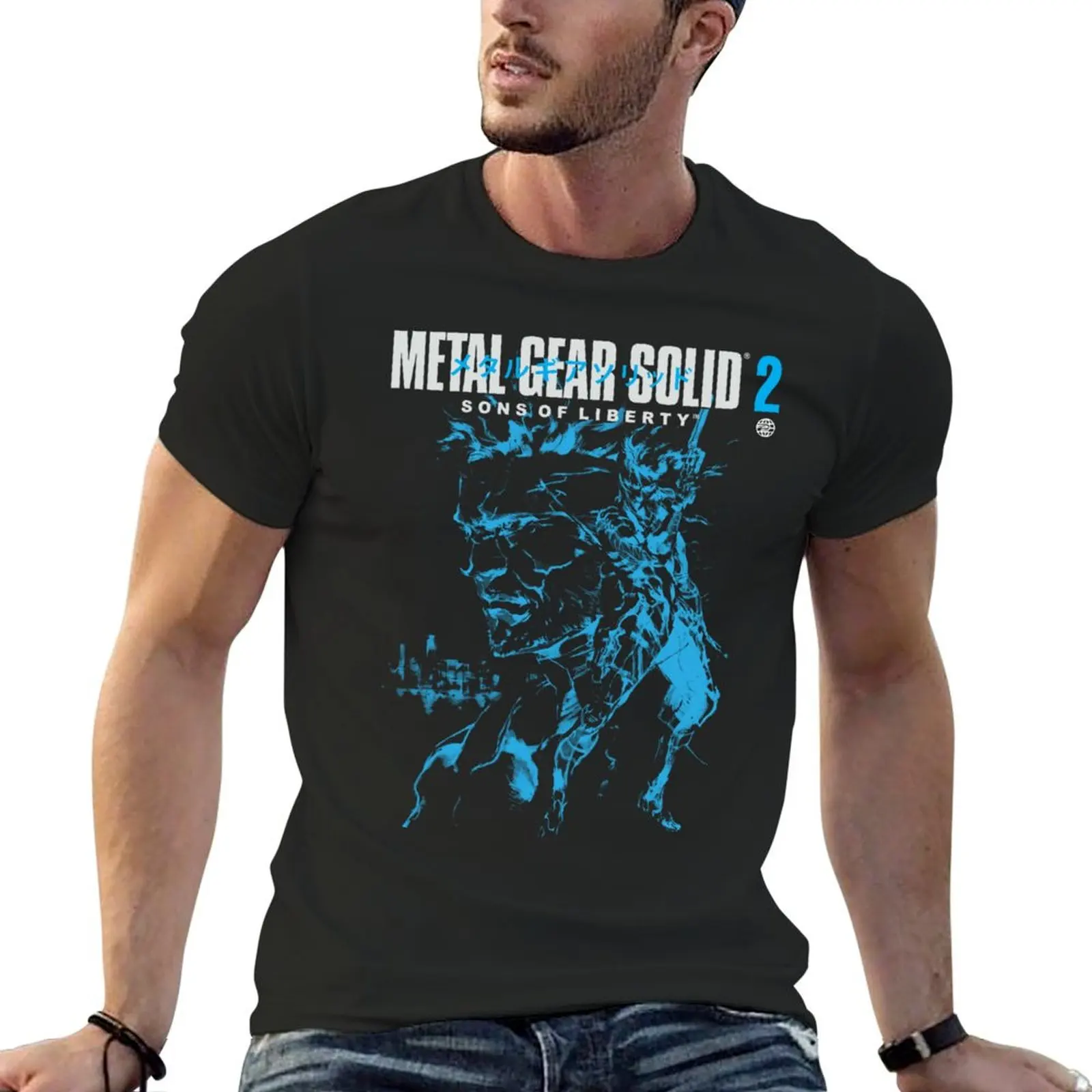 

MGS2 - Snake and Raiden Cover (Blue Version) T-Shirt anime figures basketball graphic tees Louboutins outfits for men