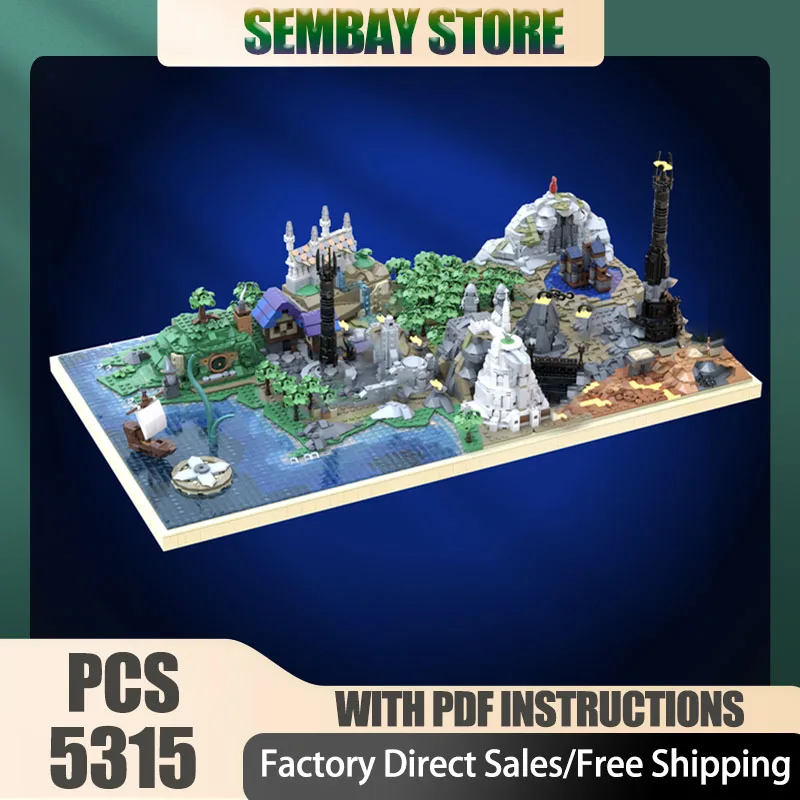 خواتم سحرية نموذج Moc قوالب بناء خريطة وحدات لتكنولوجيا نموذج الأرض الوسطى كتل عيد الميلاد لتقوم بها بنفسك لعبة هدايا البناء #1