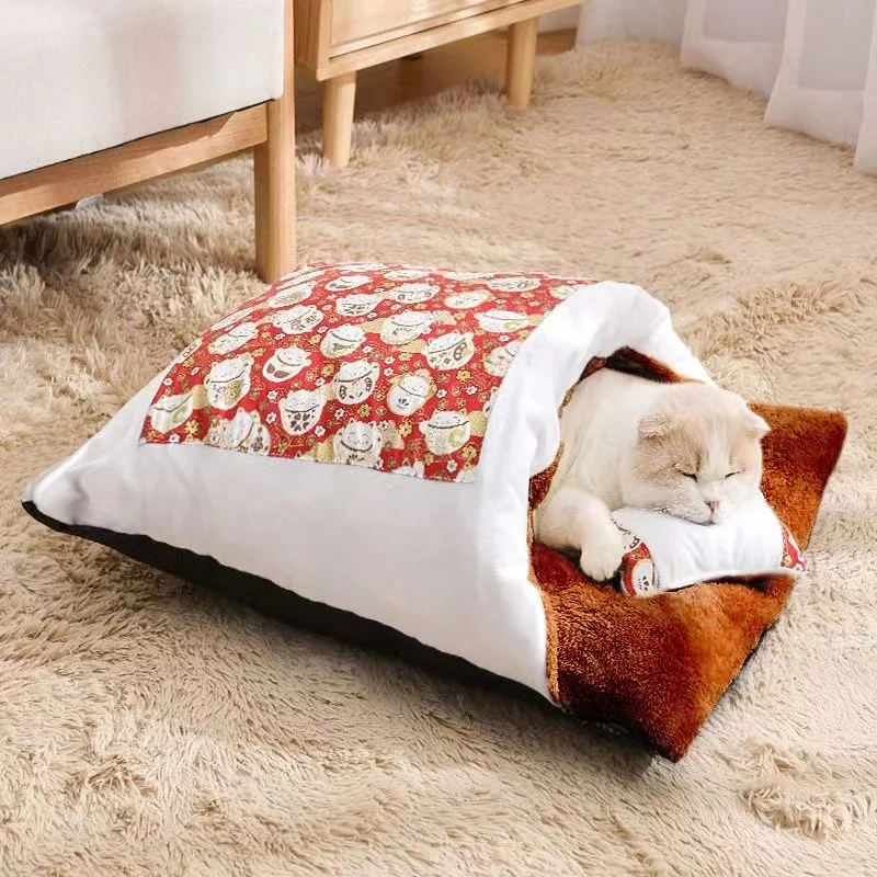 

Cat Pet Supplies Removable and Washable Semi-Enclosed Cat Nest Winter Warm Plush Cat Sleeping Bag