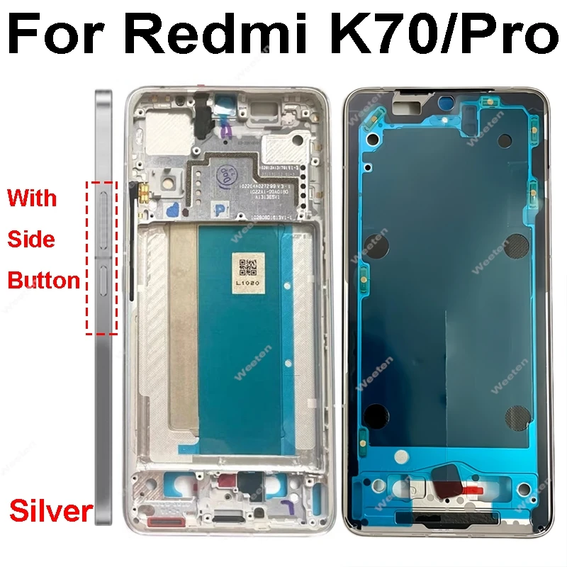 ل Xiaomi Redmi K70 K70E Pro شاشة الكريستال السائل غطاء إطاري الشاشة مع أزرار جانبية الكابلات المرنة الأوسط غطاء إطاري حامل الحافة أجزاء #6