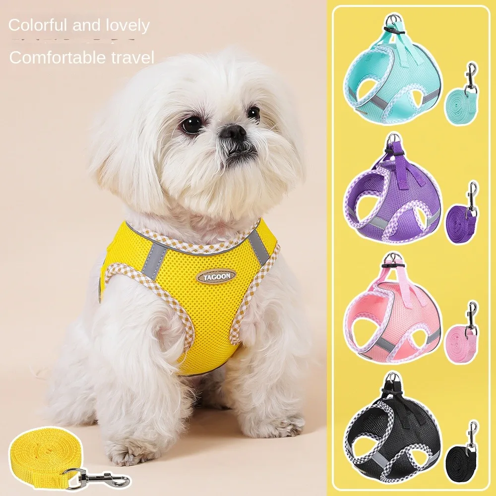 Durable Reflective Dog Harness Leash Adjustable Anti Escape Dog Vest No Pull Breathable Pet Harness for Small Medium Dogs
