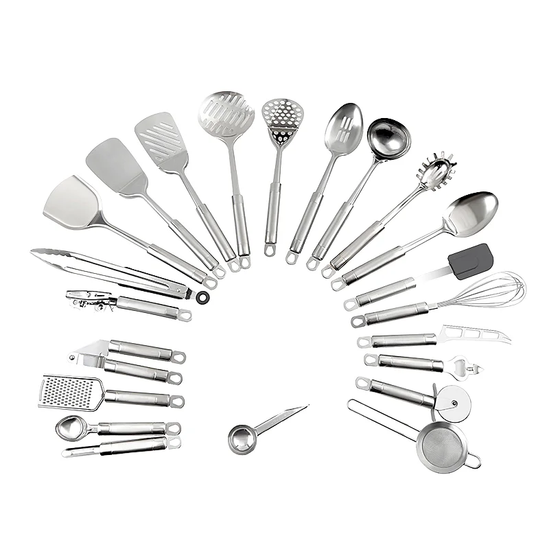 Custom Kitchenware Stainless Steel Kitchen Utensils Skimmer Ladle Serving Set Salad Set Cooking Tools