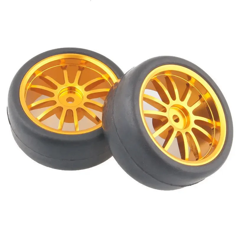 RC 123 Gold Aluminum Wheel Rubber Tires Fit for HSP HPI 1:10 On-Road Car