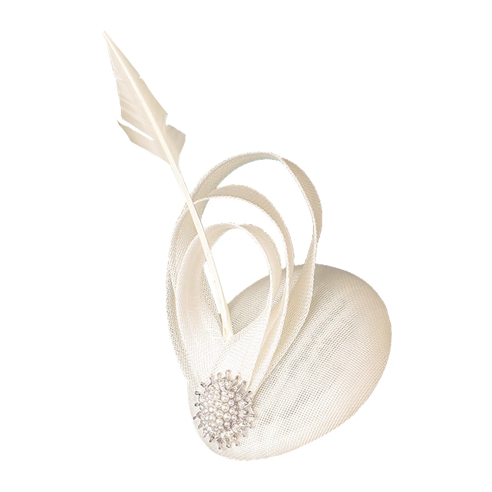 Champagner-Imitation Sinamay Fascinator Hut Elegante Hochzeits-Kopfbedeckung für Frauen mit Haarnadel für Cocktail-Renntag-Haar-Accessoire – Detail 6