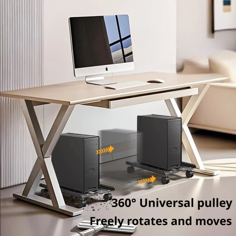 SAMZHE Adjustable Mobile PC Tower Stand with Wheels Under Desk CPU Holder Stable Mobile Computer Host Stand for Home Office