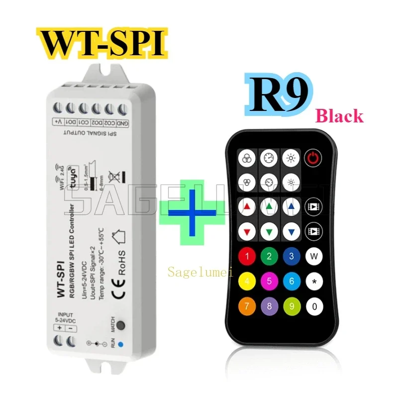DC5V-24V WT-SPI WiFi 2.4G RF Remote RGB/RGBW SPI LED Controller Kits For 1024 Pixels WS2811 WS2812 WS2815 Pixel LED Strip Lights
