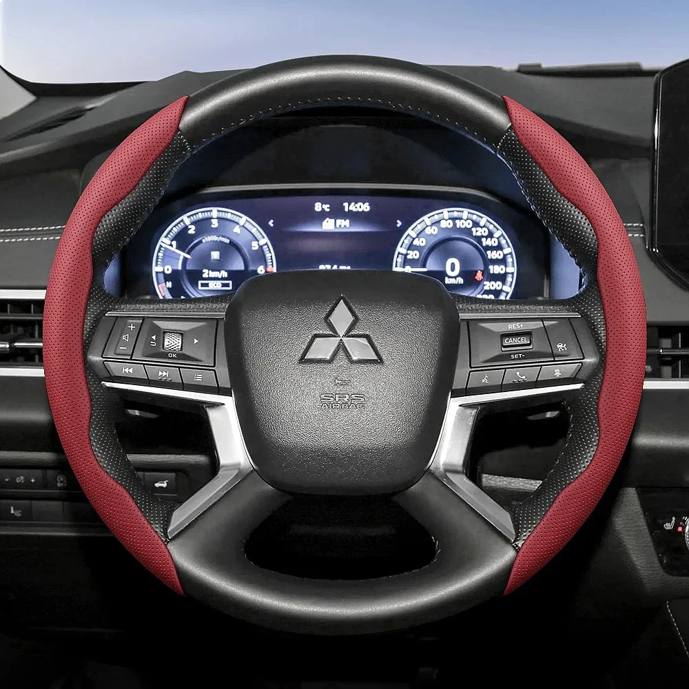 Suitable for Mitsubishi Breathable Hole Leather Steering Wheel Cover Segmented Quick Release Design Non-Slip Durable