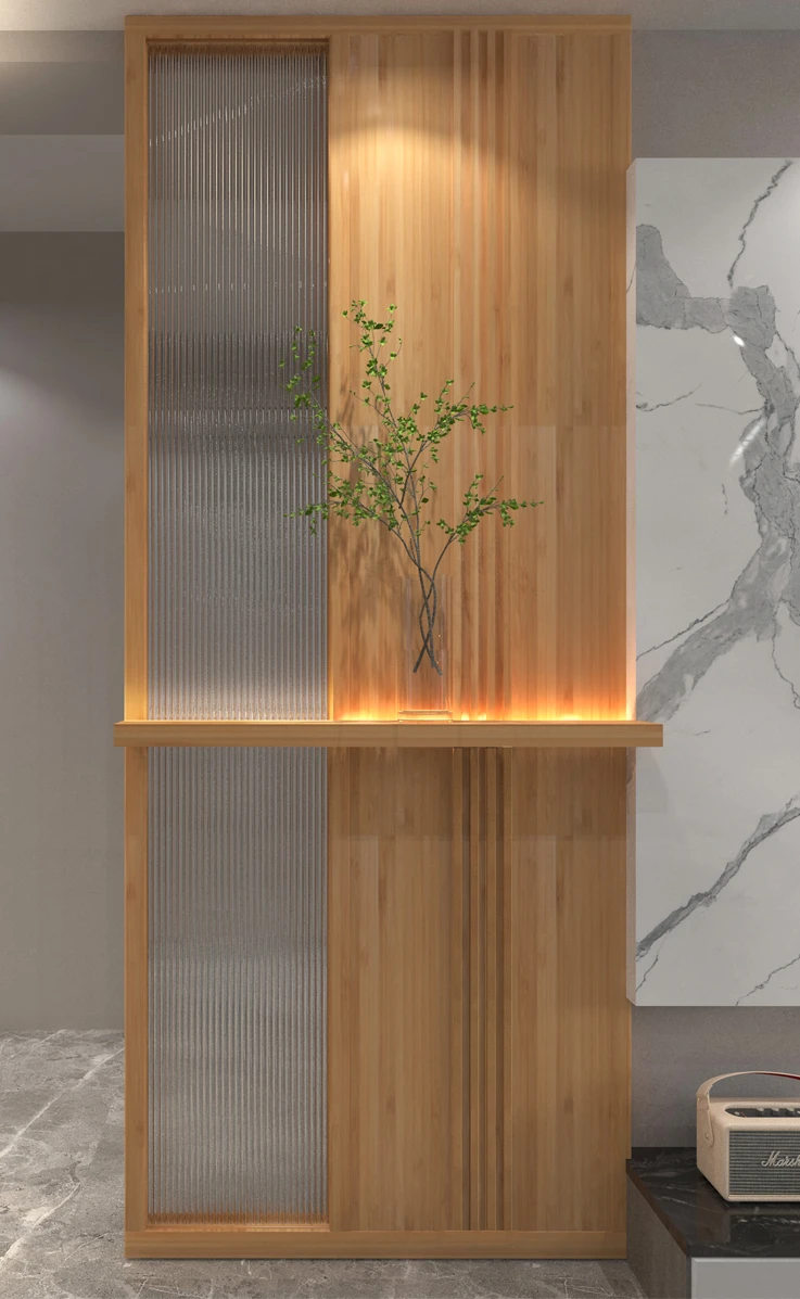 

Ultra white rainbow glass partition, entrance living room lighting screen, Japanese style , Nordic entrance wash basin