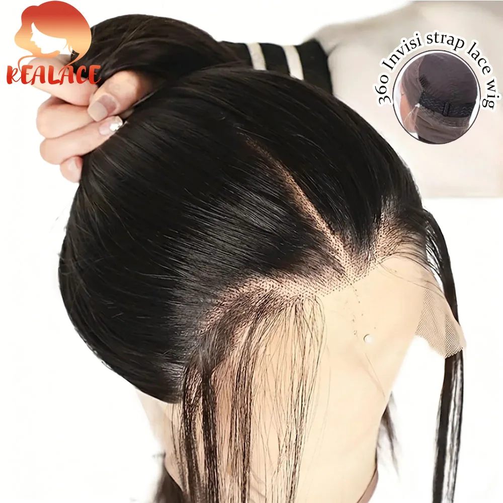 

Натуральный парик Realace Nature Color 360 с невидимыми ремешками, полностью кружевной, из прямых человеческих волос, HD кружево 13x4 13x6, прямые парики для женщин