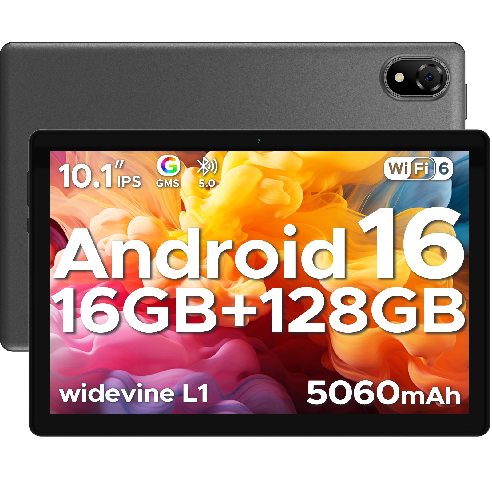 DOOGEE U10 Tablet 10.1" HD-scherm Android 16 16GB RAM 128GB ROM 5060mAh Grote Batterij Widevine L1 WiFi6 8MP+5MP Pad PC